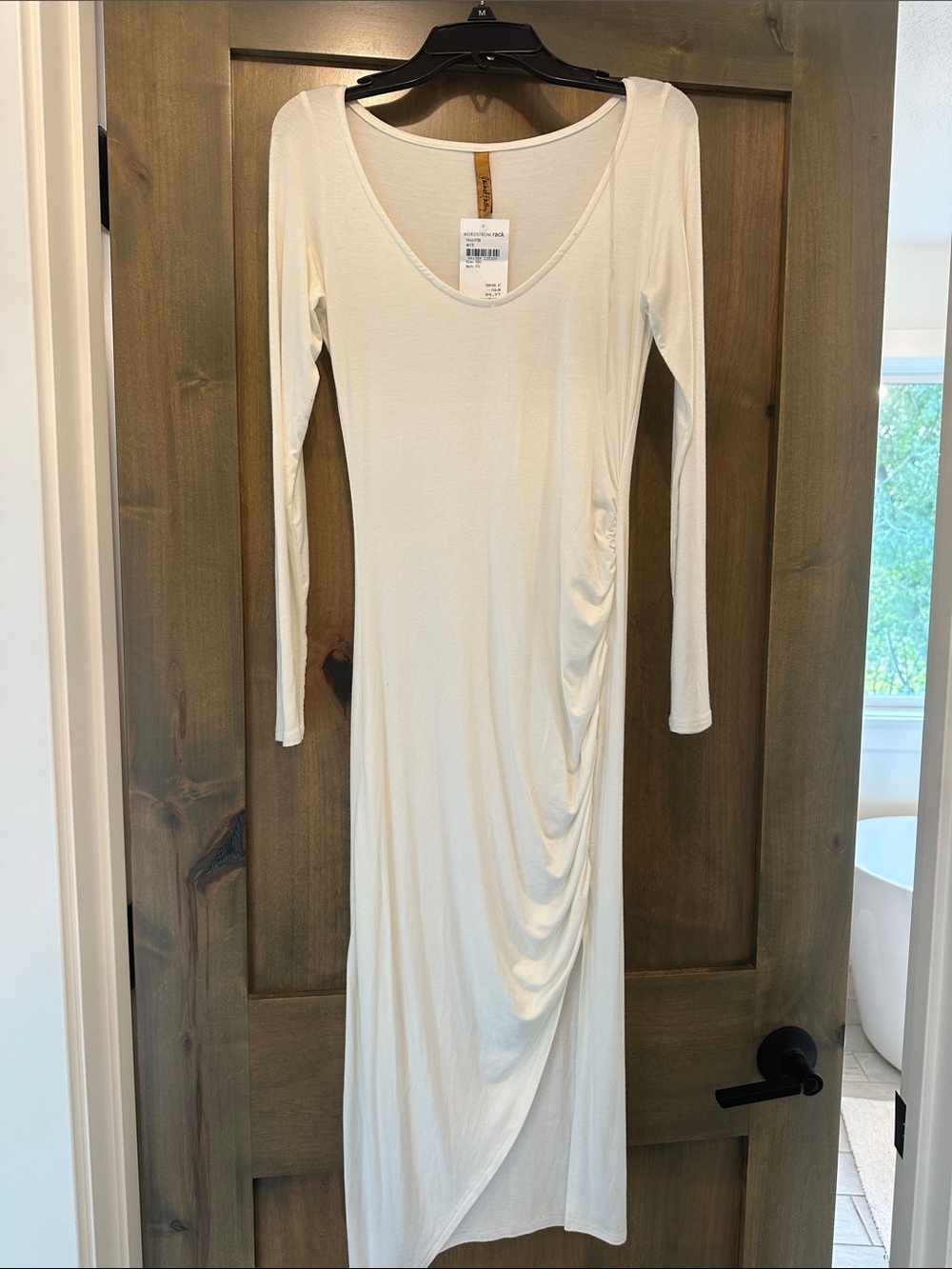 Rachel Pally Cream Long-Sleeve Ruched Wrap Midi Dress - Picture 3 of 7
